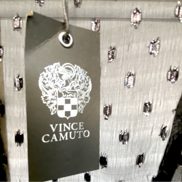 VINCE CAMUTO Sheer Ruffled Duster Black Silver Swim Coverup NWT - Picture 9 of 13